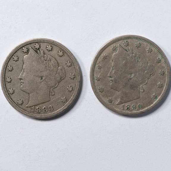 1883 With Cents & 1890 Sharper V Nickels