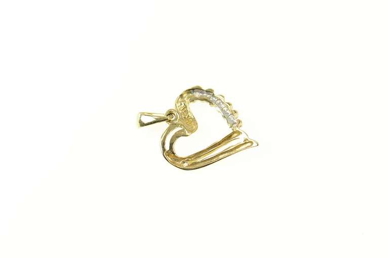 14K Yellow Gold Diamond Curvy Heart Love Symbol Pendant