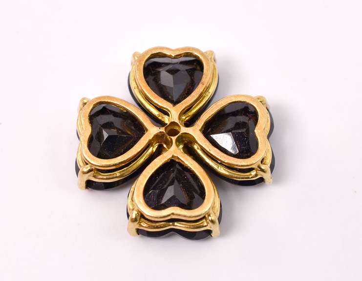 Onyx Flower Pendant, 14KT