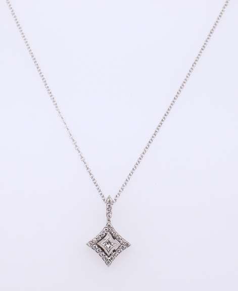 Stunning White Gold Diamond Pendant on Chain