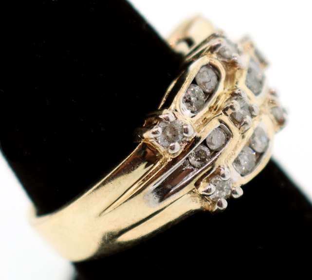 Paired Diamond Set Ring with 10k Gold