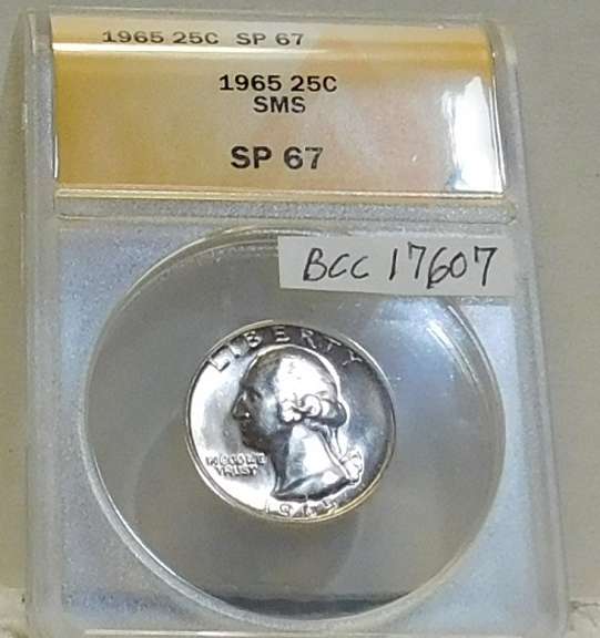 1965 Wash Qtr SMS ANACS SP-67 super GEM.