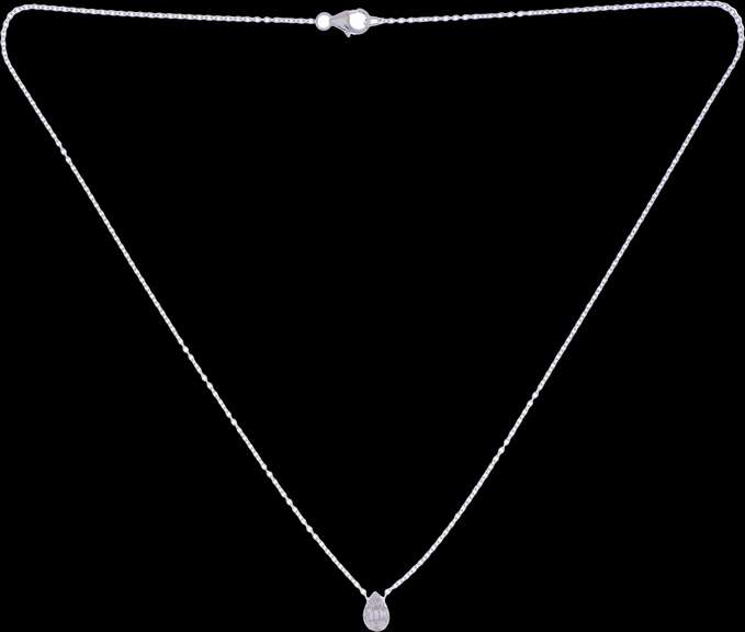 Feminine 18kt White Gold Necklace With Pear Shaped Diamond Pendant