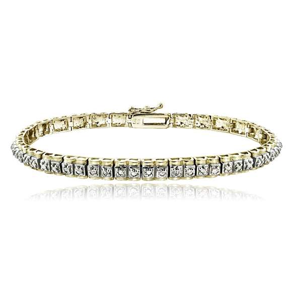 Gold Tone 1/2 Ct Diamond Studded Tennis Bracelet