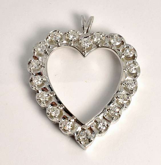 Classy Diamond Heart Pendant in 14K WG