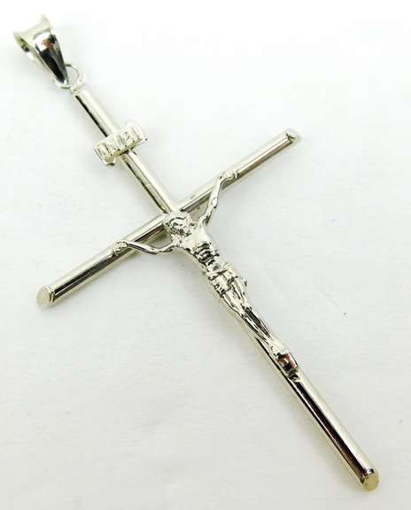 14K White Gold Large Crucifix Pendant