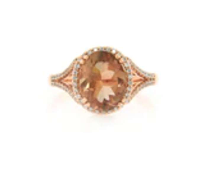 Incredible Rose Gold Golden Topaz and Diamond Ring
