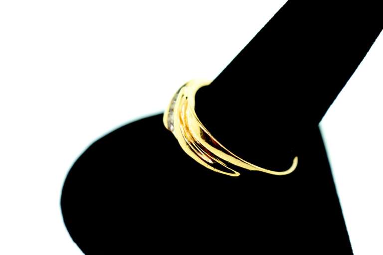 Slanting Three Stone Diamond Ring with 10k Gold
