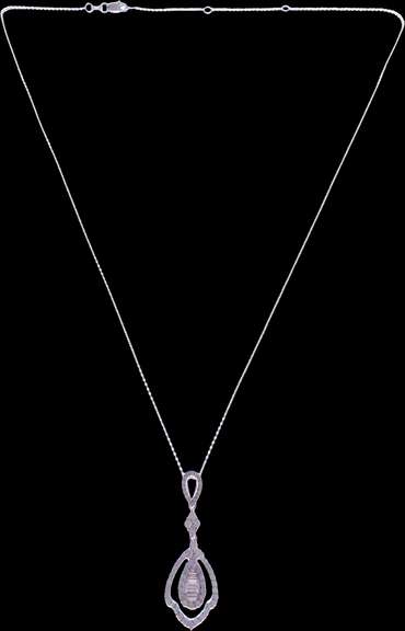 Fashion-Forward 18kt White Gold Necklace With Unique Shaped Diamond Pendant