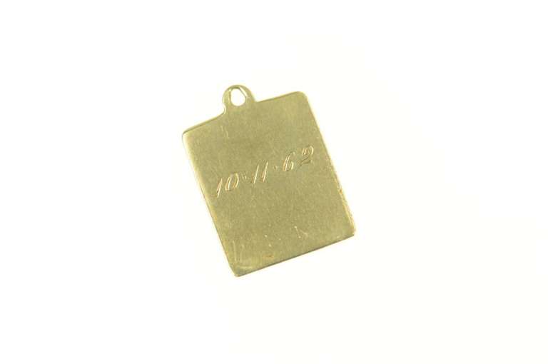 14K Yellow Gold 1960's Enamel Flower Happy Birthday Card Charm/Pendant