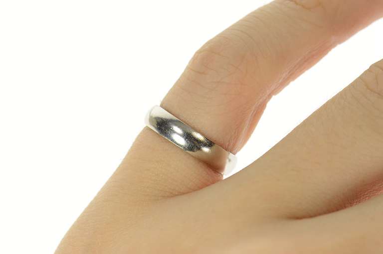 Platinum 3.9mm Rounded Classic Simple Wedding Band Ring