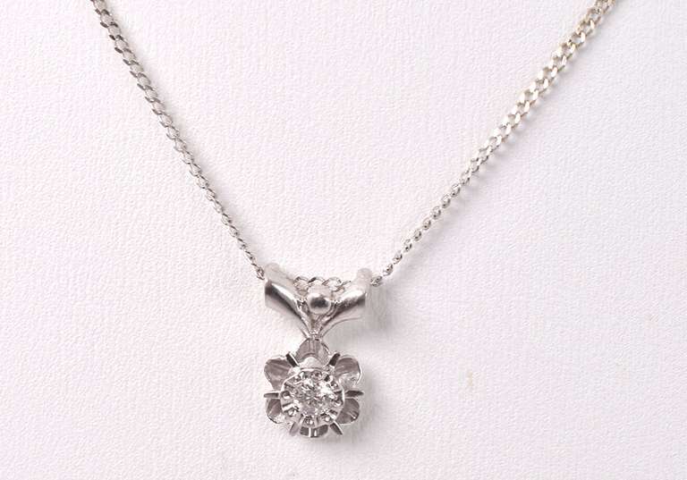 Wonderful Flower Diamond Pendant Necklace in 14K White Gold