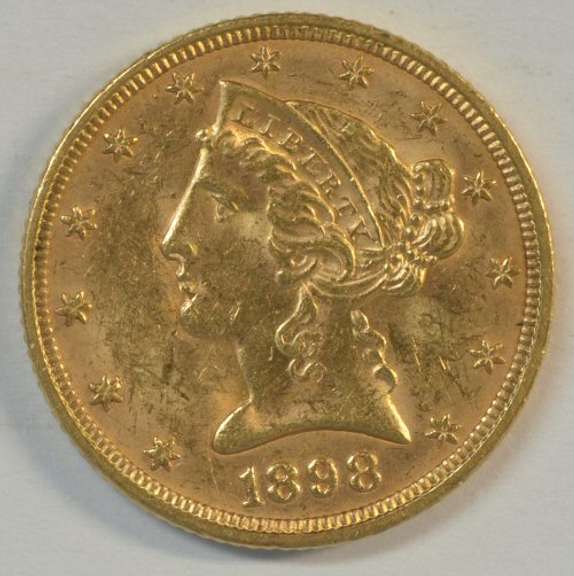 Flashy BU 1882 US $5 Liberty Gold Piece. Full strike