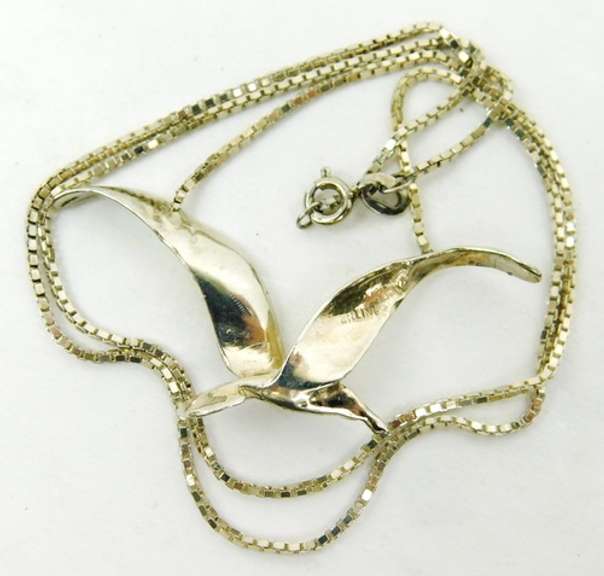 Vintage Sterling Silver Flying Eagle Necklace
