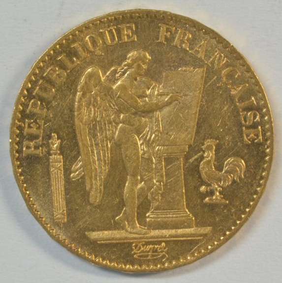 Choice BU 1878-A France 20 Francs Gold 'Angel' piece
