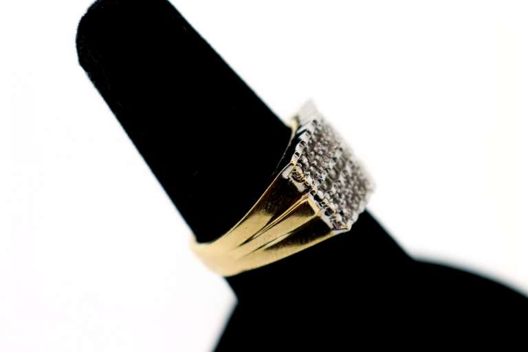 Thick 10k Gold Diamond Cluster Ring