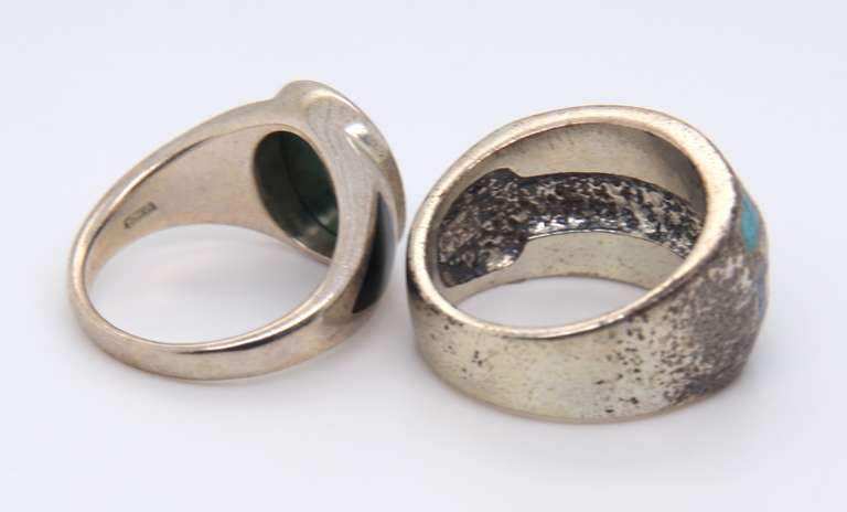 Lot of 2 Vintage Sterling Silver Turquoise Rings