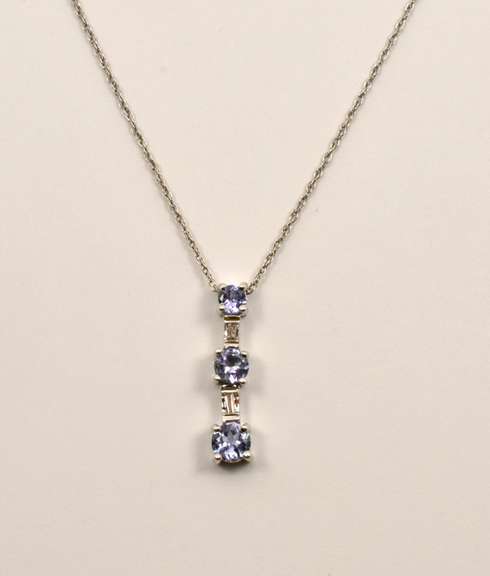 Three Stone Aqua Pendant