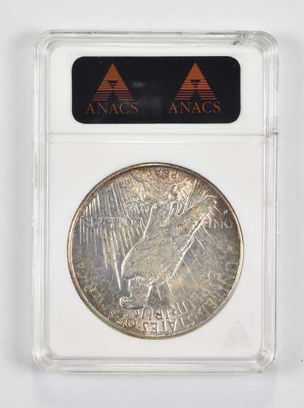 AU58 128-S Peace Silver Dollar - Graded ANACS