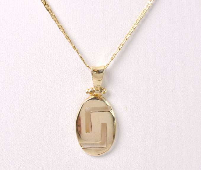 Gorgeous Greek Key Pendant Necklace in 14K Yellow Gold