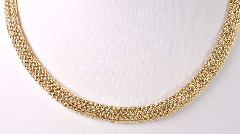 Brilliant Heavy Braided Necklace in 14K Yellow Gold