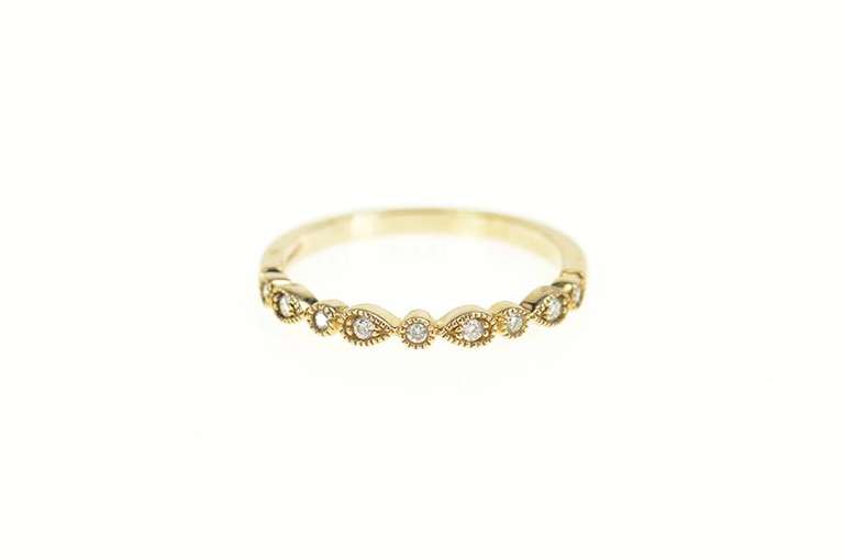 14K Yellow Gold 0.10 Ctw Ornate Milgrain Diamond Wedding Ring