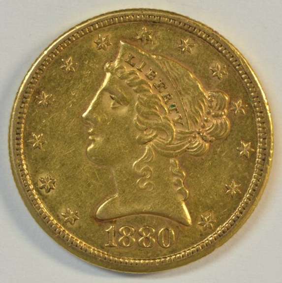 Razor-sharp 1880-S US $5 Liberty Gold Piece