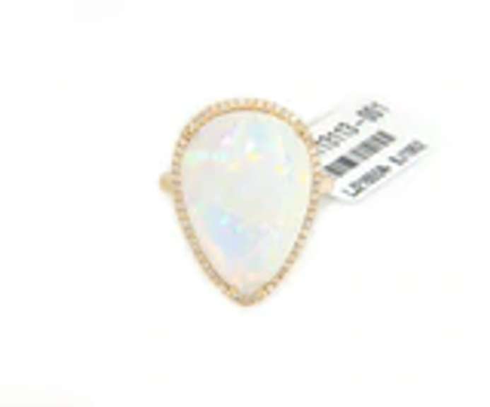 Majestic Yellow Gold Pear Opal and Diamond Ring