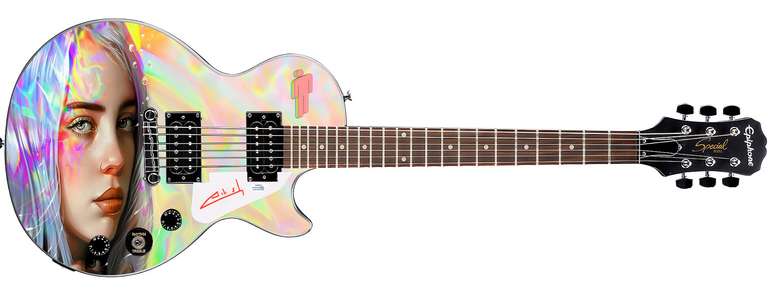 Billie Eilish Autographed Gibson Epiphone Les Paul Photo Graphics Guitar ACOA