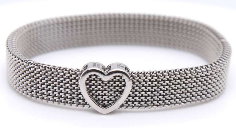 Tiffany & Co Stainless Steel Somerest Heart Stretch Bracelet