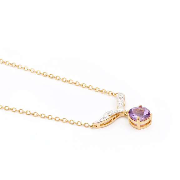 Plated 18KT Yellow Gold 1.04cts Amethyst and Diamond Necklace