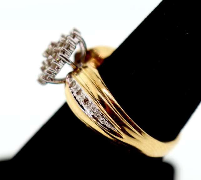 Round Diamond Cluster Ring with Gorgeous 10k Gold Band