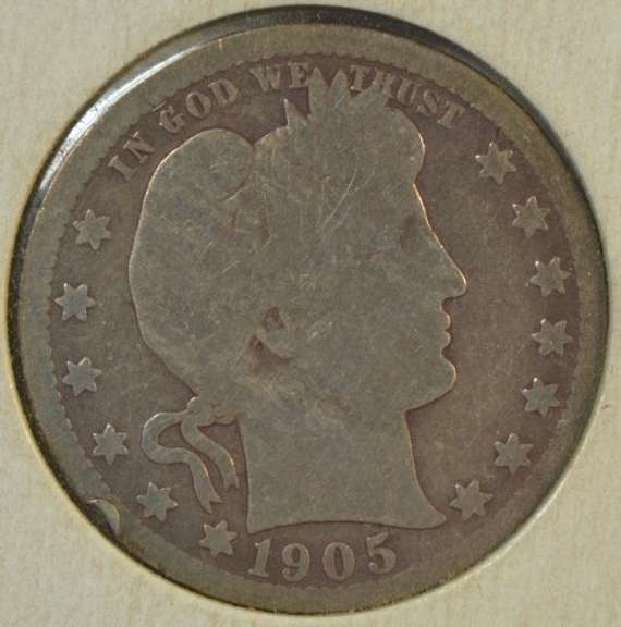 Scarce better date 1905-O Barber Quarter in VG