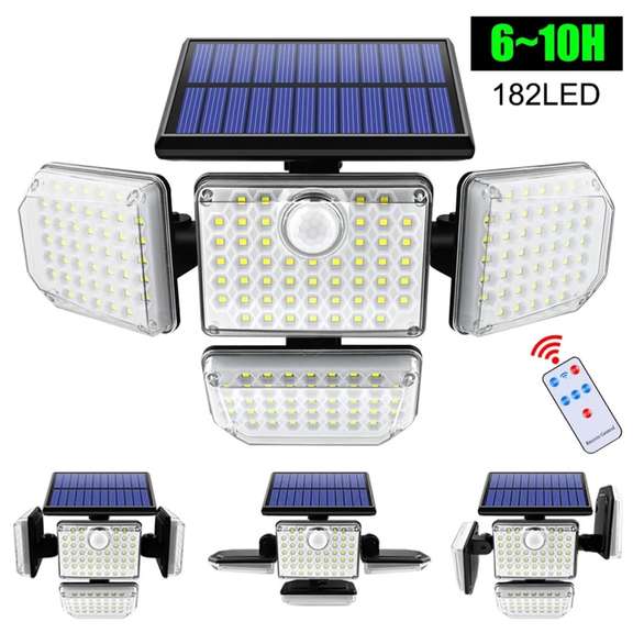 182LED Solar Wall Lamp Three-head Induction Light