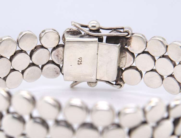 Vintage Sterling Silver 3 Row Dot Bracelet