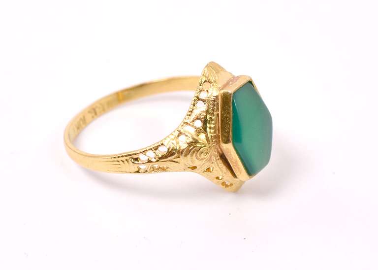 Gorgeous Green Gemstone Ring in Yellow Gold