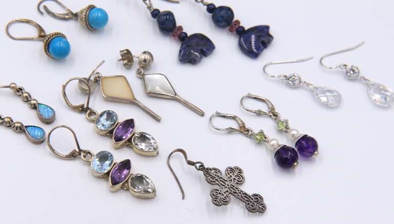Group Lot of Vintage Sterling Silver Earrings
