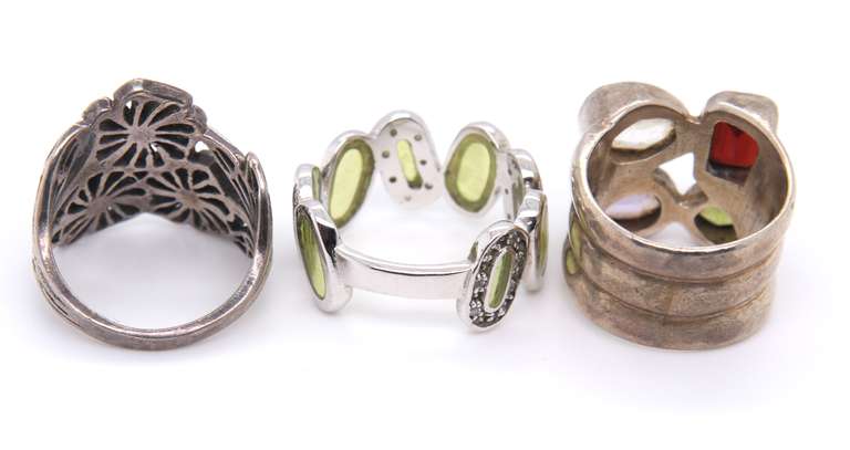 Group Lot of 3 Sterling Silver Rings