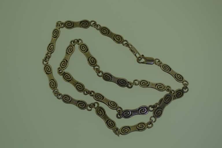 Sterling Silver Swirl Link Necklace