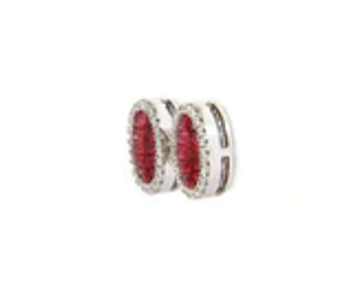 Attractive 18kt Invisible Set Ruby and Diamond Frame Stud Earrings