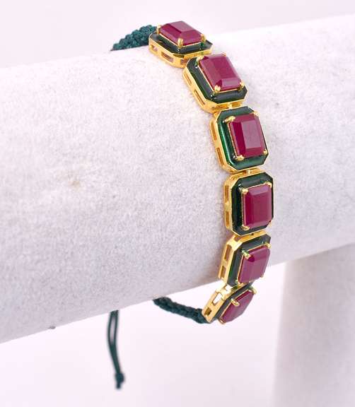 Gorgeous 19.50CTW Ruby Bracelet in Gold Plated Sterling Silver