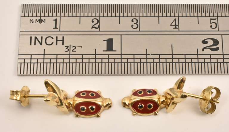FunEnamelled Lady Bug Earrings
