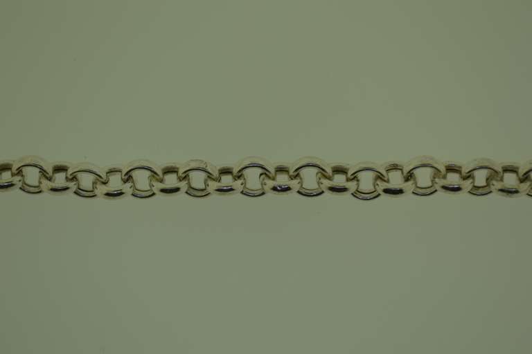 Italian Sterling Silver Rolo Chain hear charm Bracelet