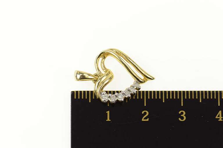 14K Yellow Gold Diamond Curvy Heart Love Symbol Pendant