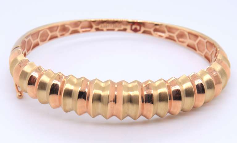 Wonderful 18kt Two Tone Gold Cuff Bangle