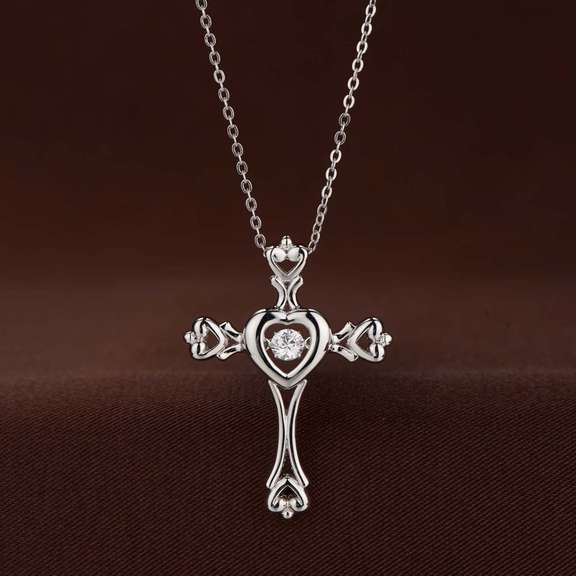 Heart Cross Pendant In Silver