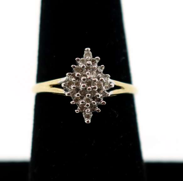 Simple 10k Gold Diamond Cluster Ring