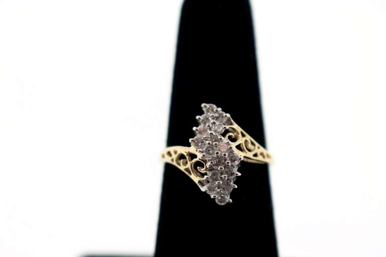 Flowing Diamond Cluster 10k Gold Ring