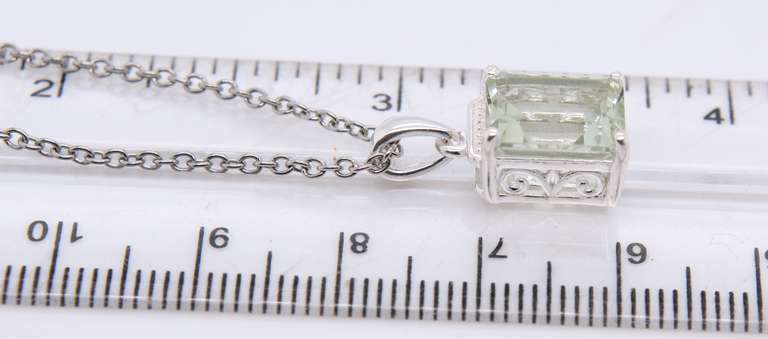 Sterling Silver Emerald Cut Gemstone Pendant on Chain