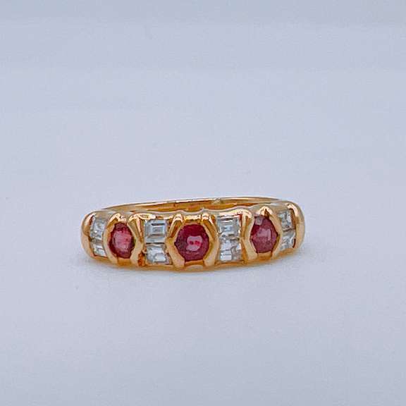 18kt Yellow Gold, Ruby, & Diamond Band Ring